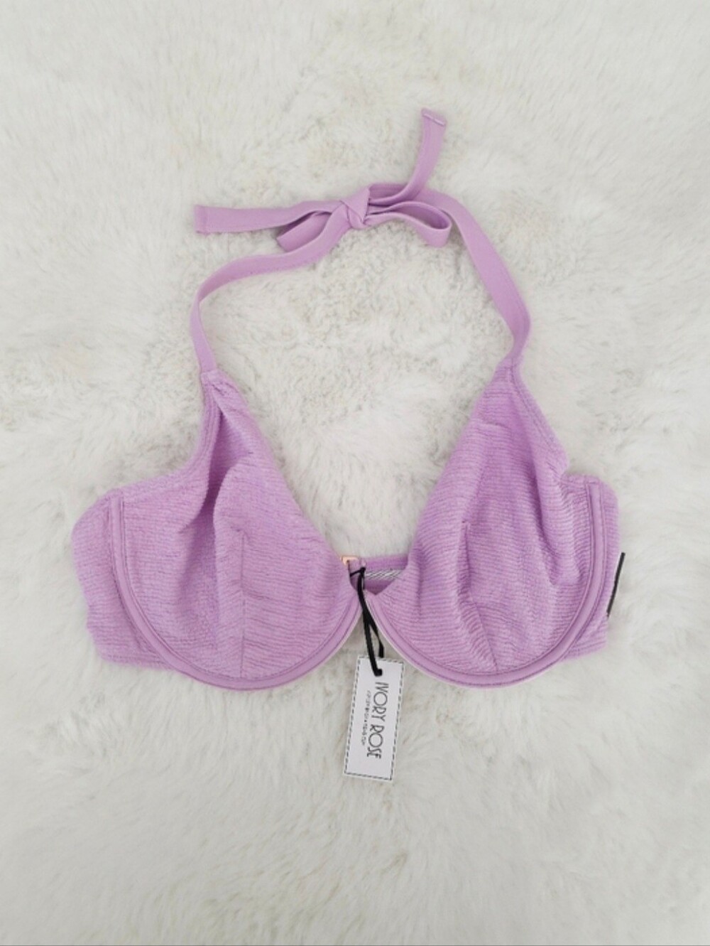 IVORY ROSE👒Fuller Bust Underwired Halter Bikini Top SIZE UK 34E/US 34DDD/F